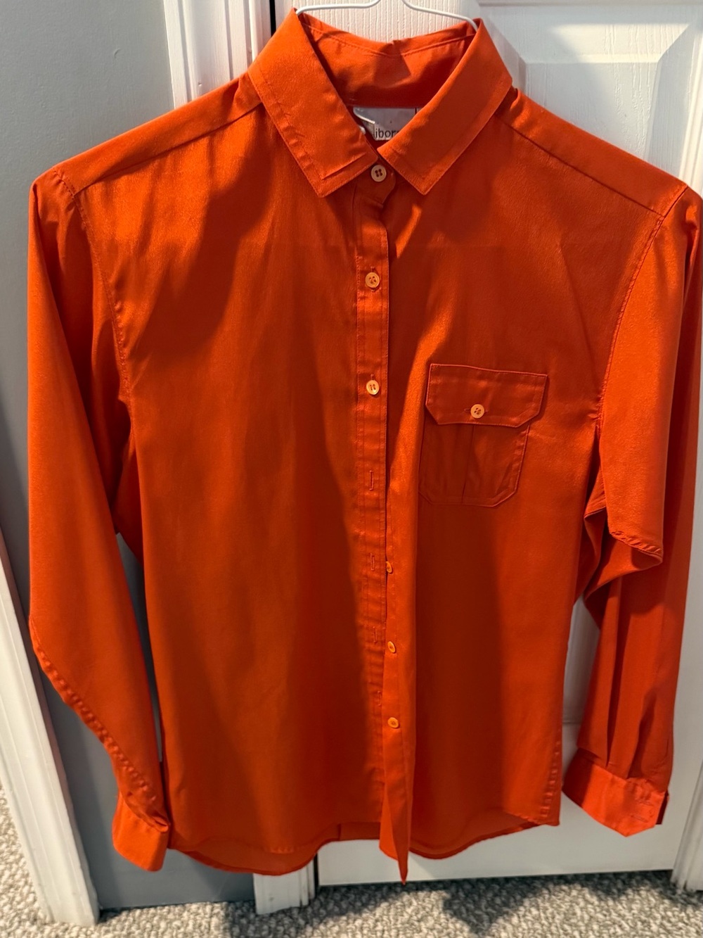 Shiny Orange/Red Button-Up Shirt Liz Claiborne Medium